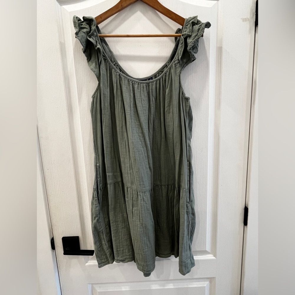 Green Sleeveless Ruffle Dress